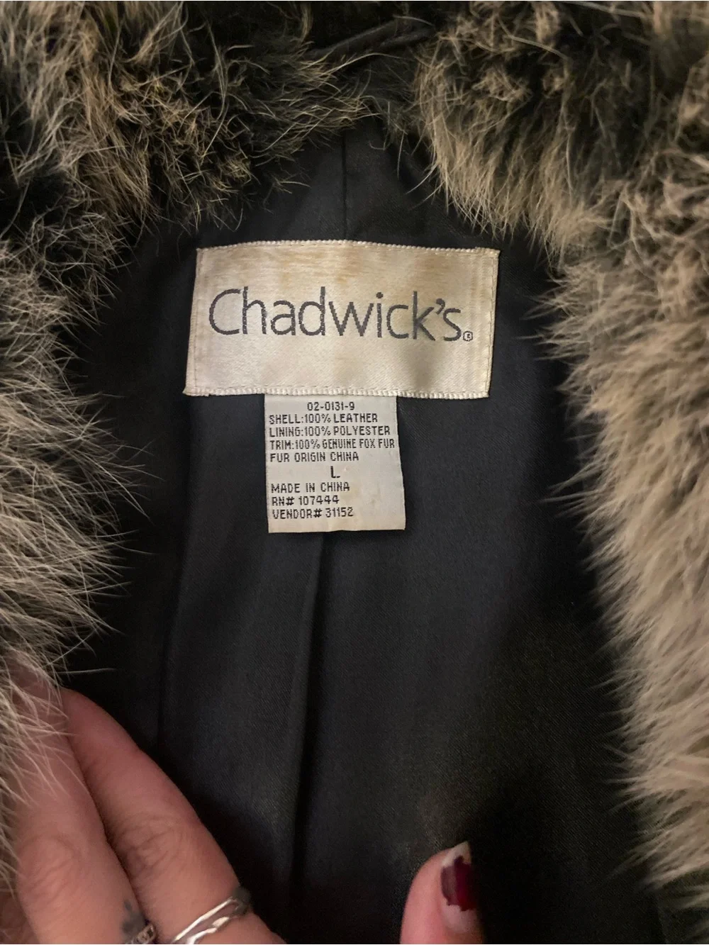 Vintage Chadwicks Black Leather Jacket with Fur Collar